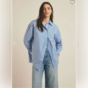 NWT Favorite Daughter Door’s Always Open Ex-boyfriend Shirt Azure Stripe Sz XS
